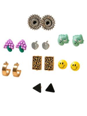 Set of 8 fancy combo stud earrings 2