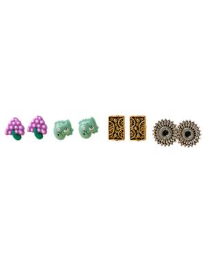 Set of 8 fancy combo stud earrings 4