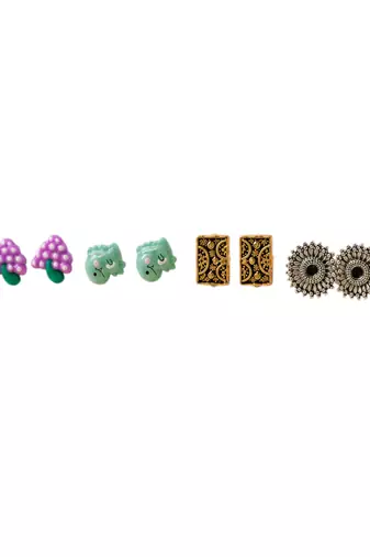 Set of 8 fancy combo stud earrings