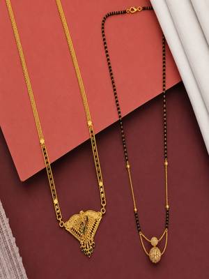 gold color set of 2 gold plated combo manglsutra 1