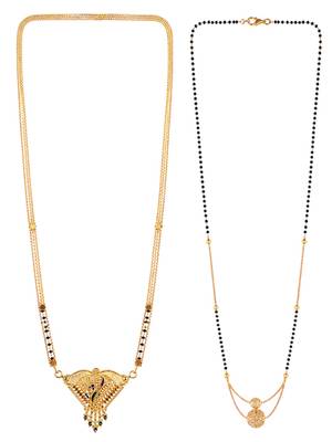 gold color set of 2 gold plated combo manglsutra 2