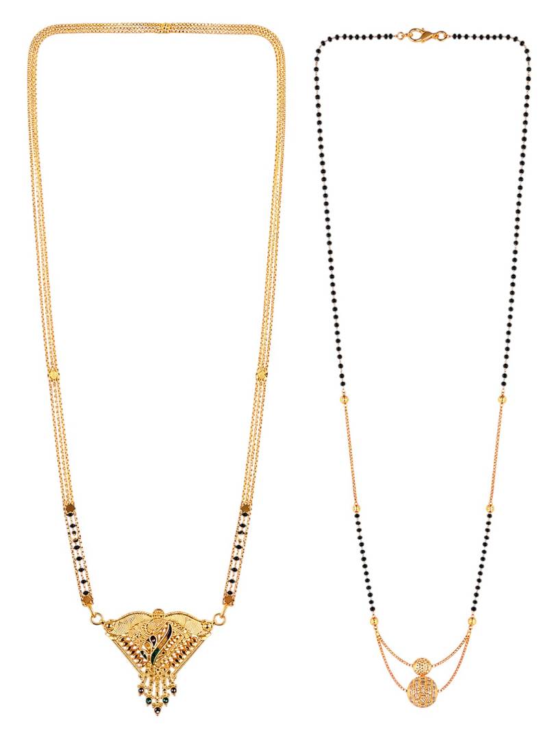 gold color set of 2 gold plated combo manglsutra