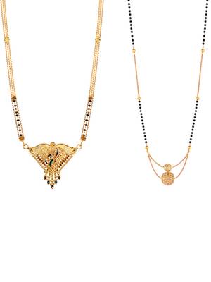 gold color set of 2 gold plated combo manglsutra 3