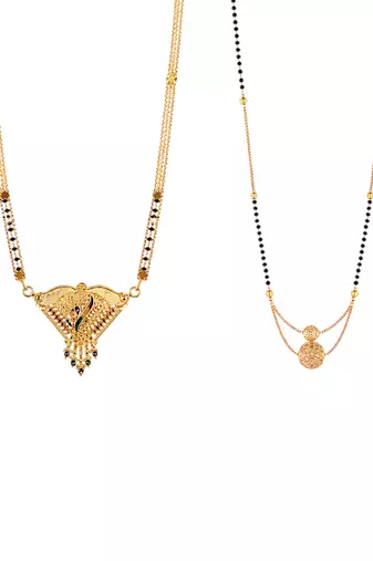 gold color set of 2 gold plated combo manglsutra