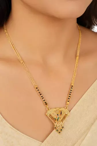 gold color set of 2 gold plated combo manglsutra