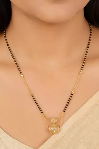 gold color set of 2 gold plated combo manglsutra