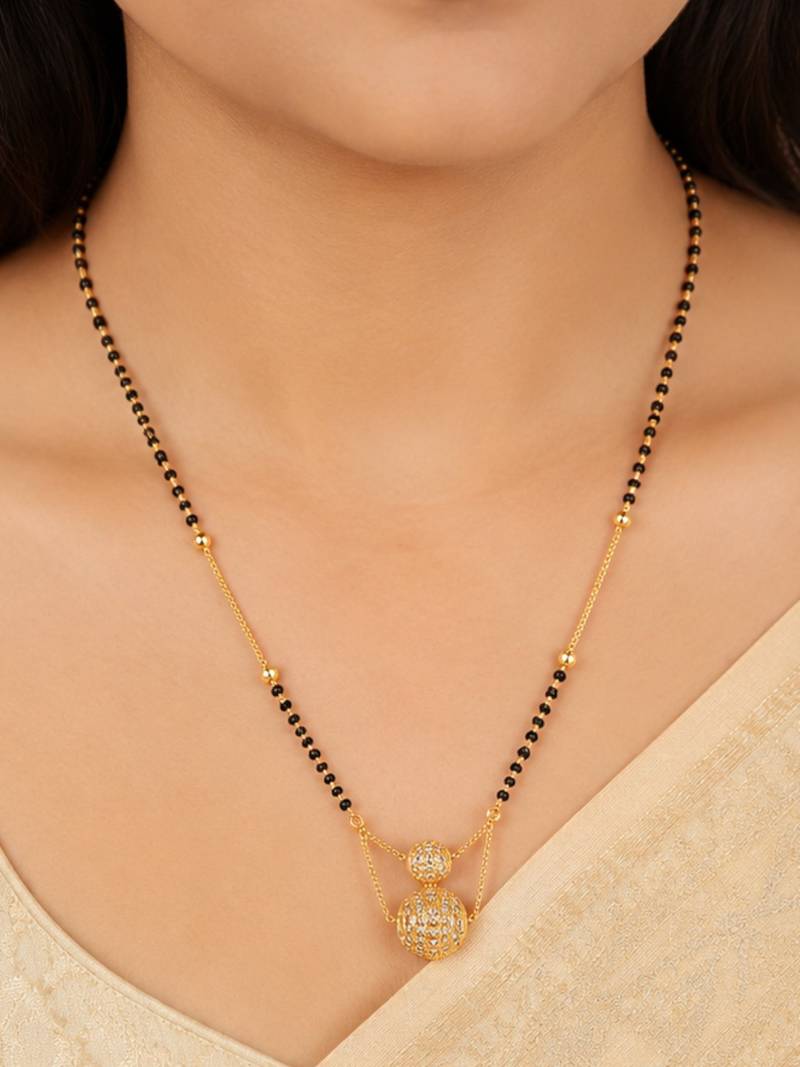 gold color set of 2 gold plated combo manglsutra
