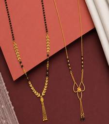 gold color set of 2 gold plated stylish combo manglsutra
