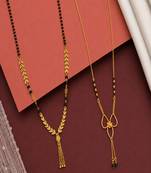 gold color set of 2 gold plated stylish combo manglsutra