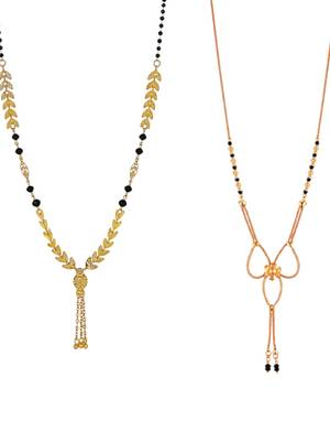 gold color set of 2 gold plated stylish combo manglsutra 3
