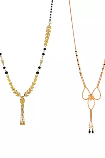 gold color set of 2 gold plated stylish combo manglsutra