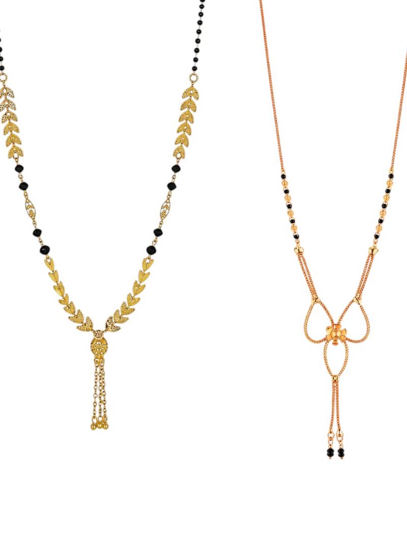 gold color set of 2 gold plated stylish combo manglsutra