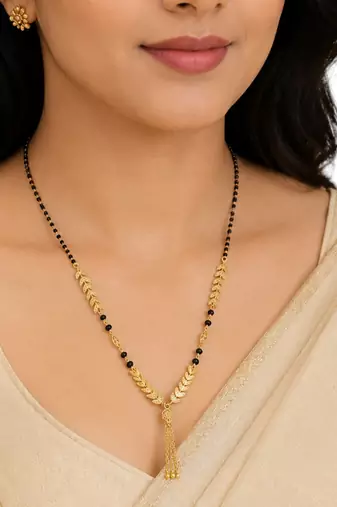 gold color set of 2 gold plated stylish combo manglsutra
