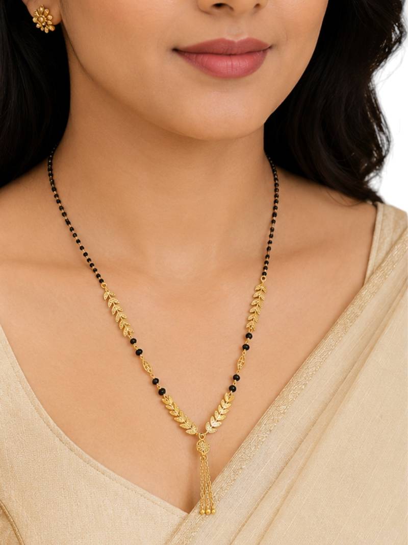 gold color set of 2 gold plated stylish combo manglsutra