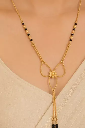 gold color set of 2 gold plated stylish combo manglsutra