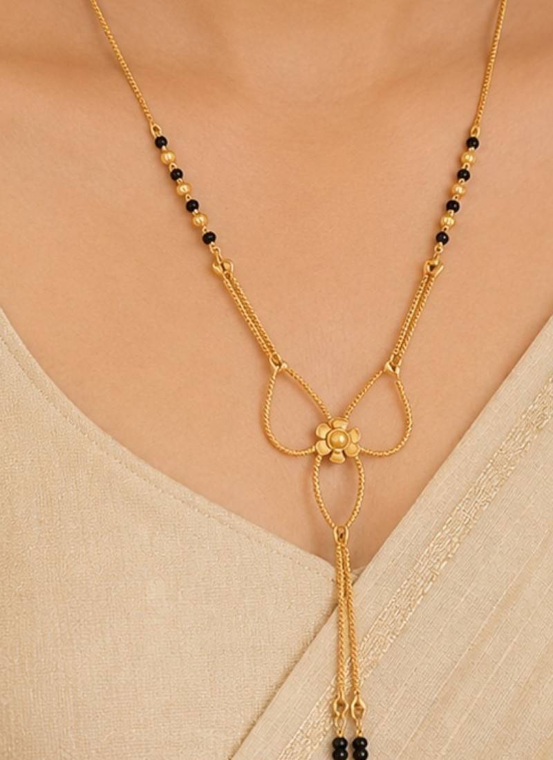 gold color set of 2 gold plated stylish combo manglsutra