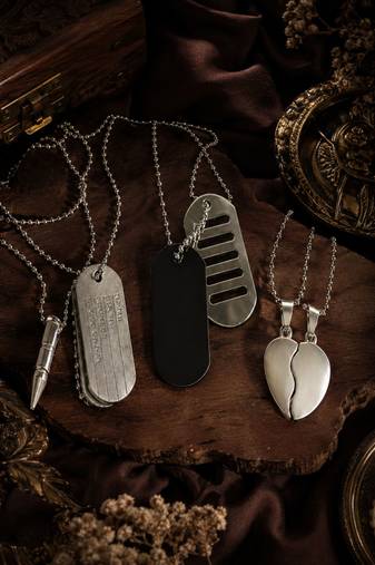 Silver plated set of 3 men combo chain