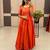 Orange Color Embroidery Work And Back Side Dori Pattern Mul Cotton Gown Set