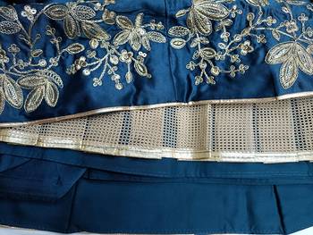 Morpeach Satin Sequins Embroidery Work Bridal Lehenga with Blouse and Net Dupatta 4