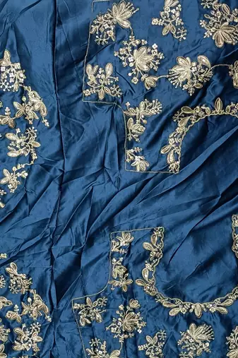 Morpeach Satin Sequins Embroidery Work Bridal Lehenga with Blouse and Net Dupatta