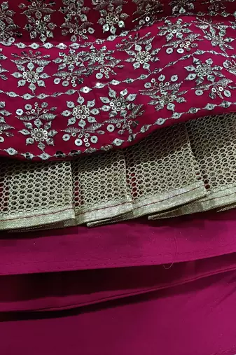 Pink Designer Georgette Sequins Embroidery Work Lehenga with Blouse and Net Dupatta