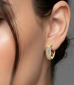 Gold plated cubic zirconia studded stylish hoop earrings fancy jewellery for women girls