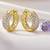 Gold plated cubic zirconia studded stylish hoop earrings fancy jewellery for women girls