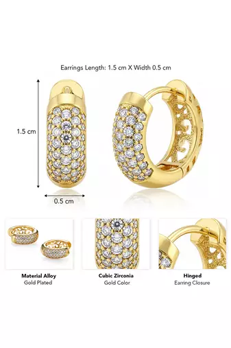 Gold plated cubic zirconia studded stylish hoop earrings fancy jewellery for women girls