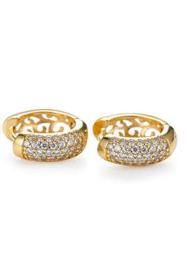 Gold plated cubic zirconia studded stylish hoop earrings fancy jewellery for women girls 4