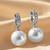 Silver plated pearl & cubic zirconia studded fancy hoop & drop earrings jewellery for women