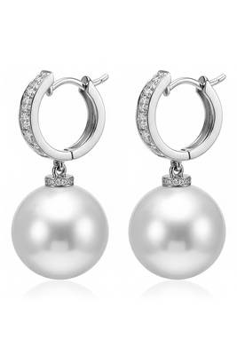 Silver plated pearl & cubic zirconia studded fancy hoop & drop earrings jewellery for women 4