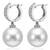 Silver plated pearl & cubic zirconia studded fancy hoop & drop earrings jewellery for women