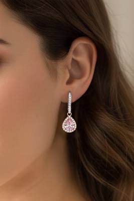Rose gold & silver plated faux ruby & cz studded hoop & drop earrings jewellery for women 1