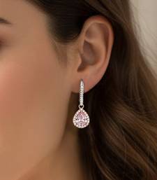 Rose gold & silver plated faux ruby & cz studded hoop & drop earrings jewellery for women