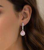 Rose gold & silver plated faux ruby & cz studded hoop & drop earrings jewellery for women