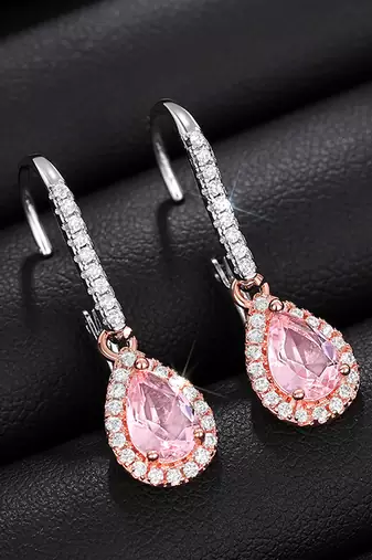 Rose gold & silver plated faux ruby & cz studded hoop & drop earrings jewellery for women