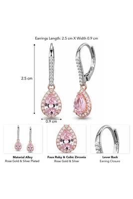 Rose gold & silver plated faux ruby & cz studded hoop & drop earrings jewellery for women 3