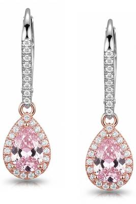 Rose gold & silver plated faux ruby & cz studded hoop & drop earrings jewellery for women 4