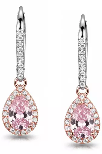 Rose gold & silver plated faux ruby & cz studded hoop & drop earrings jewellery for women