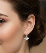 Silver plated pearl studded fancy stylish fish hook insert stud earrings jewellery for women