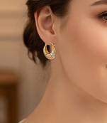 Gold plated fancy stylish floral hoop earrings jewellery for women & girls