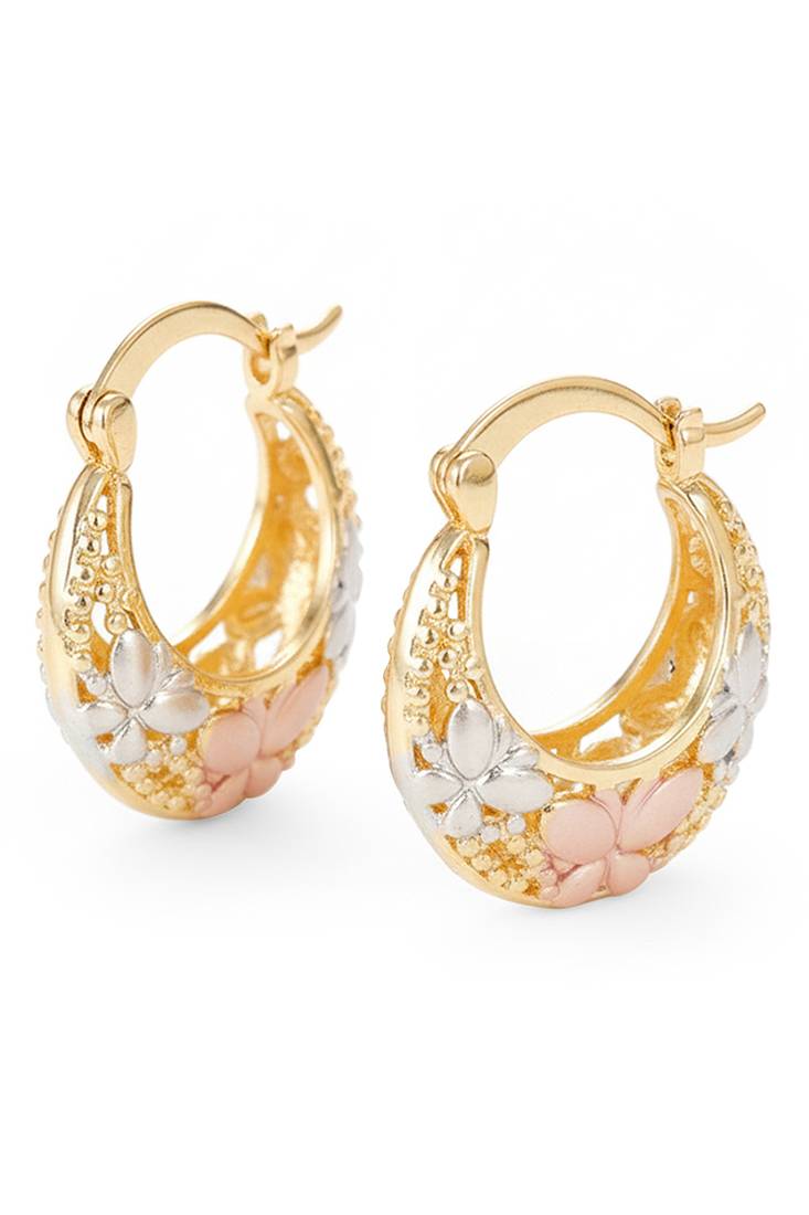 Gold plated fancy stylish floral hoop earrings jewellery for women & girls