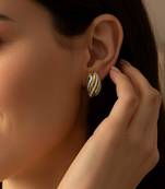 Gold plated cubic zirconia studded fancy stylish stud earrings jewellery gift for women