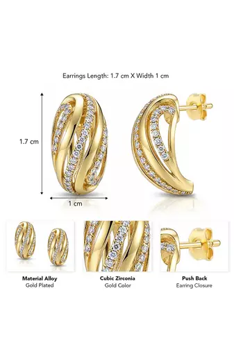Gold plated cubic zirconia studded fancy stylish stud earrings jewellery gift for women