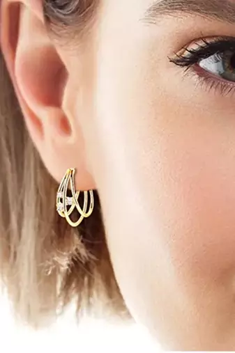Gold plated cubic zirconia studded fancy stylish hoop earrings jewellery gift for women