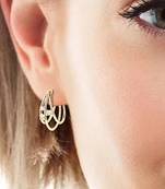 Gold plated cubic zirconia studded fancy stylish hoop earrings jewellery gift for women