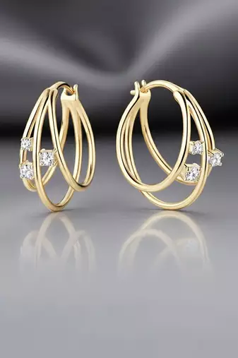 Gold plated cubic zirconia studded fancy stylish hoop earrings jewellery gift for women