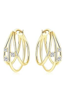 Gold plated cubic zirconia studded fancy stylish hoop earrings jewellery gift for women 4
