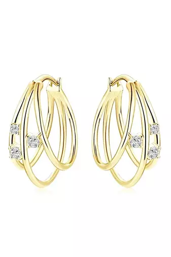Gold plated cubic zirconia studded fancy stylish hoop earrings jewellery gift for women