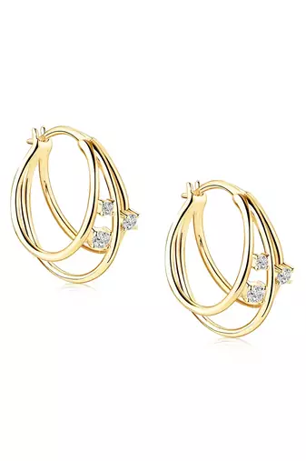 Gold plated cubic zirconia studded fancy stylish hoop earrings jewellery gift for women